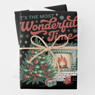 Kerstmis is de meest wonderbaarlijke tijd oud inpakpapier vel