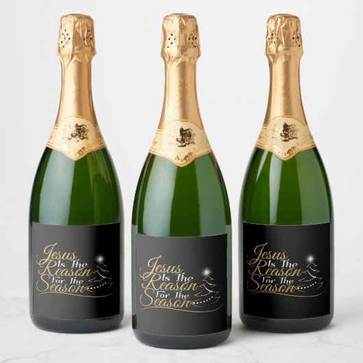 Kerstmis is de reden voor het seizoen sparkling wijnetiket (Flessen)