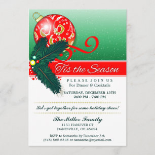 Kerstmis is de Seizoen Groene & Rode Partij uitnod Kaart