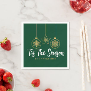 Kerstmis is het seizoen groen goud, witte familie servet