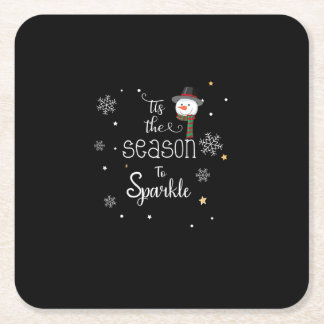 Kerstmis Is Het Seizoen Om Te Fonkel  Vierkante Kartonnen Onderzetter