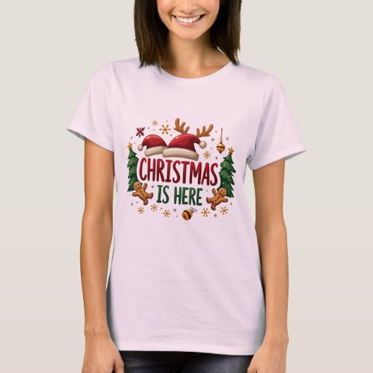Kerstmis is hier, kerstcadeaus T-shirt (Voorkant)