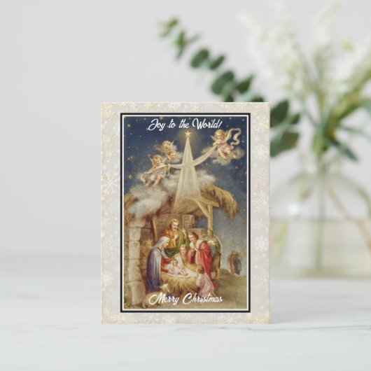 kerstmis is klassiek religieus feestdagenkaart (Staand voorkant)