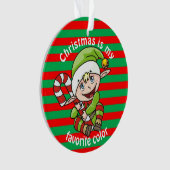 Kerstmis is mijn favoriete kleurencute Elf Ornament (voorkant)