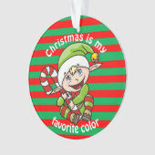 Kerstmis is mijn favoriete kleurencute Elf Ornament (voorkant)