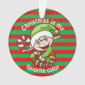 Kerstmis is mijn favoriete kleurencute Elf Ornament (voorkant)