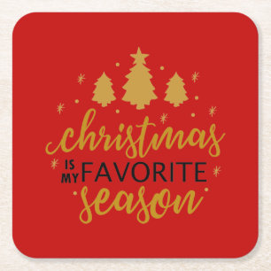 Kerstmis is mijn favoriete Word Art Vierkante Kartonnen Onderzetter