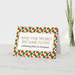 Kerstmis JESUS EMMANUEL Woord Werd Vlees GHANA Feestdagen Kaart
