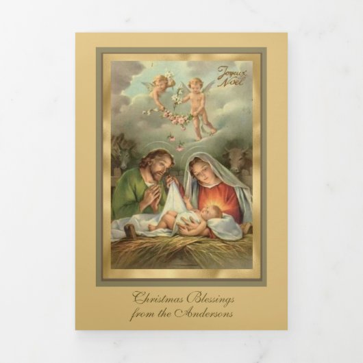 Kerstmis Jezus Maagd Maria Jozef Drieluik Wenskaart (Cover)