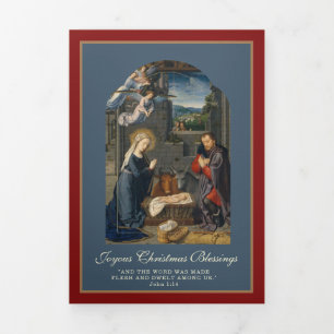 Kerstmis Jezus Maria Heilige Jozef Drieluik Wenskaart