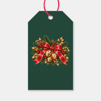 Kerstmis Jingle Bells Rode Strik Feestelijk Cadeaulabel