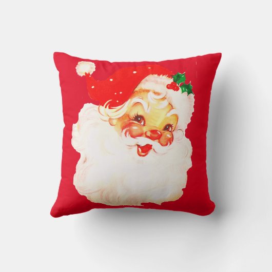 Kerstmis Jolly Kerstman Rode Vrolijke Groet Kussen (Achterkant)