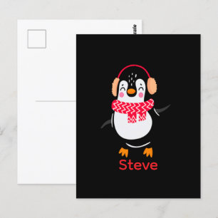 Kerstmis Jolly Pinguïn in Sjaal met Oorkappen Briefkaart
