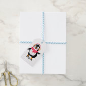 Kerstmis Jolly Pinguïn in Sjaal met Oorkappen Cadeaulabel (Met Touw)