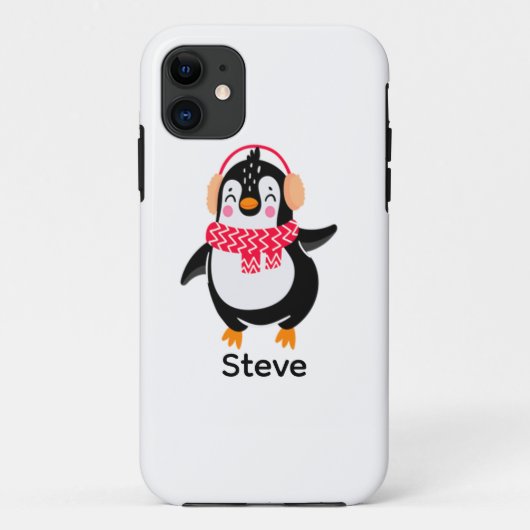 Kerstmis Jolly Pinguïn in Sjaal met Oorkappen Case-Mate iPhone Case (Achterkant)