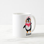Kerstmis Jolly Pinguïn in Sjaal met Oorkappen Koffiemok (Voorkant rechts)