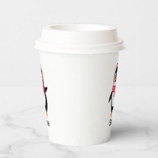 Kerstmis Jolly Pinguïn in Sjaal met Oorkappen Papieren Bekers (Rechts)