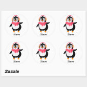 Kerstmis Jolly Pinguïn in Sjaal met Oorkappen Ronde Sticker (Vel)