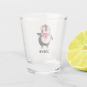 Kerstmis Jolly Pinguïn in Sjaal met Oorkappen Shot Glas (Achterkant)