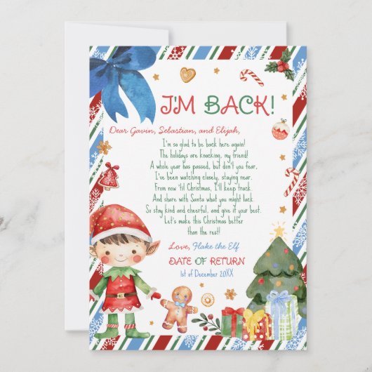 Kerstmis Jongensbrief van Elf Briefkaart (Voorkant)