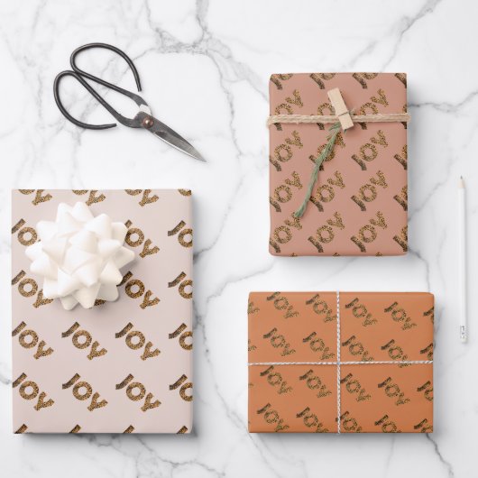 Kerstmis Joy Luipaard Patroon Inpakpapier Vel (Voorkant)