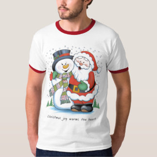kerstmis_joy_warms_the_hart_santa_claus_frosty_s t-shirt
