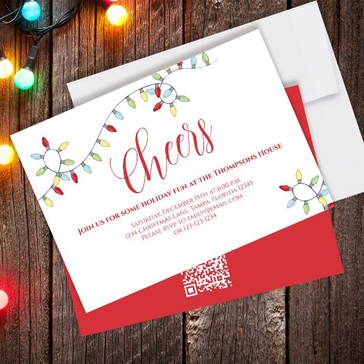 Kerstmis juicht Kleurrijke String Lights QR Code Kaart