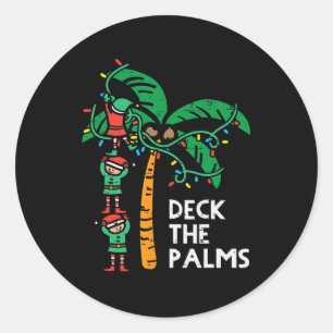 Kerstmis Juli Elfen Dekken De Palm Grappige Kerstm Ronde Sticker