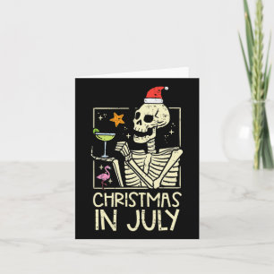 Kerstmis Juli Skelet Flamingo Grappige Zomer Xmas Kaart
