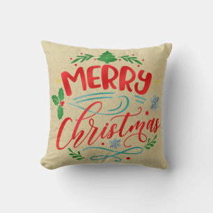 Kerstmis jute ontwerp kussen