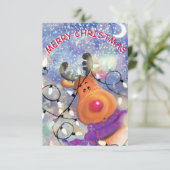 Kerstmis Kaart met Happy Reindeer (Staand voorkant)