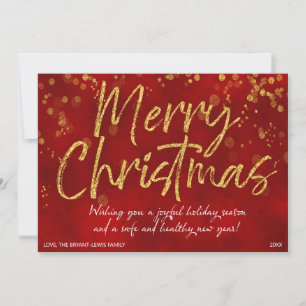 KERSTMIS KAART Red Gold Faux Folie Bericht