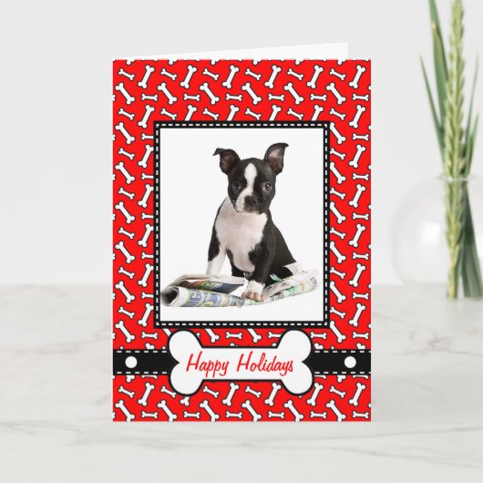 Kerstmis Kaart van de Hond - Ondeugend of Nice (Voorkant)