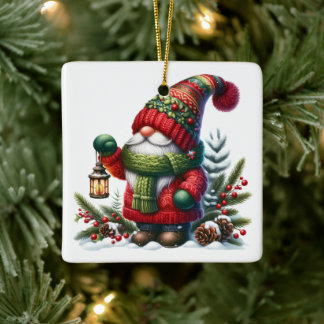 Kerstmis Kabouter Kunst – Festieve Feestdagen Keramisch Ornament