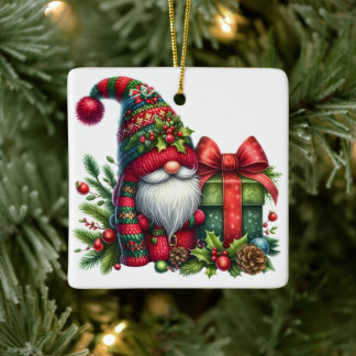 Kerstmis Kabouter Kunst – Festieve Feestdagen Keramisch Ornament