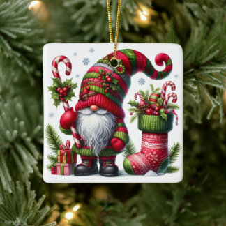 Kerstmis Kabouter Kunst – Festieve Feestdagen Keramisch Ornament