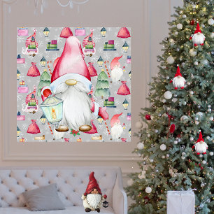 Kerstmis Kabouter Sinterklaas & Zilveren Patroon A Poster