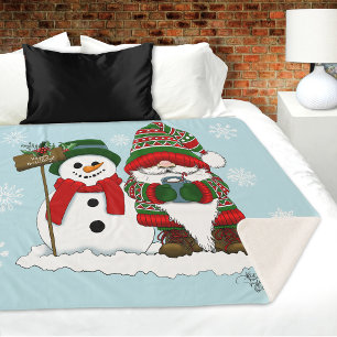 Kerstmis Kabouter Sneeuwman Winter Vakantie Schatt Sherpa Deken