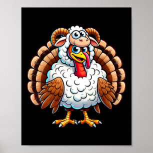 Kerstmis kalkoen in schaap verkleed Funny Holida Poster