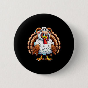 Kerstmis kalkoen in schaap verkleed Funny Holida Ronde Button 5,7 Cm