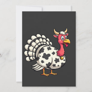Kerstmis Kalkoen Moo Cow Hoofd Grappige Herfst Fam Kaart