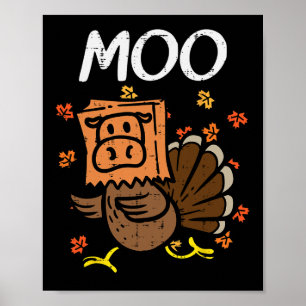 Kerstmis Kalkoen Moo Koe Hoofd Grappige Herfst Man Poster