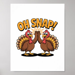 Kerstmis Kalkoen Oh Snap Cartoon Grappig Dier Poster