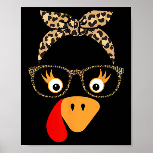 Kerstmis kalkoengezicht luipaard glazen voor vrouw poster