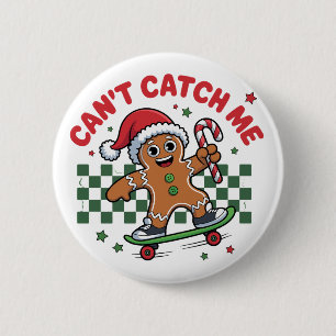Kerstmis kan me niet vangen Gebruinebrood Skateboa Ronde Button 5,7 Cm