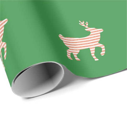 Kerstmis - Kandriet Striped Reindeer Cadeaupapier (Rol Hoek)