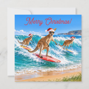 Kerstmis Kangoeroe Surfen Bells Beach Feestdagenkaart
