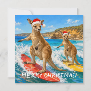 Kerstmis Kangoeroe Surfen Bells Beach Feestdagenkaart