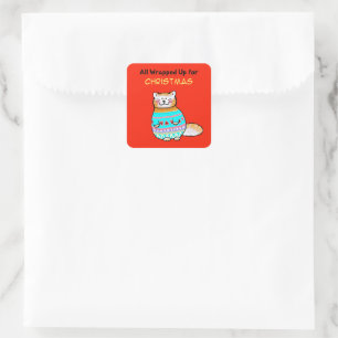 Kerstmis kat kerstvreugde vol verrassingen vierkante sticker