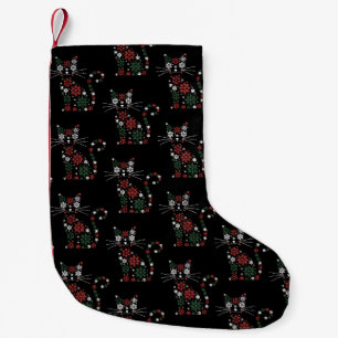 Kerstmis Kat maakte nep sneeuwvlokken Grappige kat Kleine Kerstsok